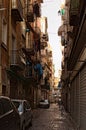 Very narrow passage between two apartment buildings