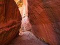 A narrow passage between two red rocks Royalty Free Stock Photo