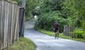 Very narrow rural street in the village of Stary Petrovtsi, Kiev region, Ukraine