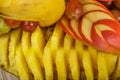 Very nice and artistically sliced fruits on a platter. Royalty Free Stock Photo