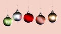 Very nice chrismas baubles in different colors 3d rendering