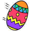 Very nice interesting painted easter egg. carton emoticon. doodle icon drawing