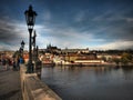 Very nice night view of Prague, romantic walk through night Prague along the Vltava river with interesting colors,night colors,