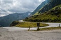 180 degree asphalt road in Alps
