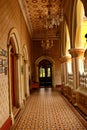 Very nice view of corridor with beautiful flooring in the palace of bangalore. Royalty Free Stock Photo