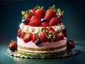 Very Nicely Decorated Strawberry Cake