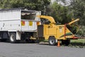 Tree branch shredder at work.