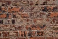Very old brick wall close up showing decay and weathering Royalty Free Stock Photo