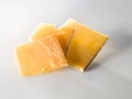 Very old cheese in slices Royalty Free Stock Photo