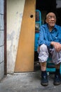 Very old chinese man with wrinkled face