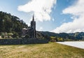 Very old church near crater lake Furnas on Sao Miguel Island named Chapel of Nossa Senhora das Vitorias. Perish of Royalty Free Stock Photo