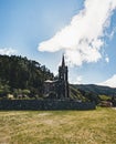 Very old church near crater lake Furnas on Sao Miguel Island named Chapel of Nossa Senhora das Vitorias. Perish of Royalty Free Stock Photo