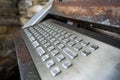 Very old computer, rusty keyboard with monitor Royalty Free Stock Photo