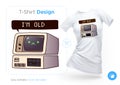 Very old computer t-shirt design. Print for clothes, posters or souvenirs. Vector Royalty Free Stock Photo