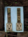 Very old, dead electricity switch board