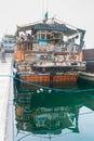 Very old and decrepit traditional dhows wooden boat