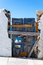 Very old door at Oia, Santorini island, Cyclaeds, Geece Royalty Free Stock Photo