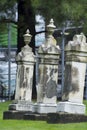 Very old grave markers in old cemetery Royalty Free Stock Photo