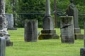 Very old grave markers in old cemetery Royalty Free Stock Photo