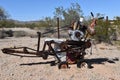 Old rusty homemade entrenching ditch digger