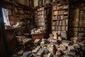 A very old library with many old books created with generative AI technology Royalty Free Stock Photo