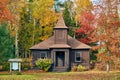 Very old log church at autumn Royalty Free Stock Photo