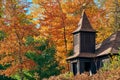 Very old log church at autumn Royalty Free Stock Photo