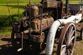 a very old motorized fire truck, side view details Royalty Free Stock Photo