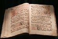 Very old open bible book isolated on black. Royalty Free Stock Photo