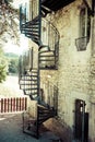 Very old outdoor spiral staircase