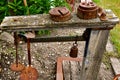 Very old rusty platform scale for weighing grain Royalty Free Stock Photo