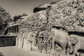 Very Old and Rare Ancient Pictures Of Arjuna penance is UNESCOs World Heritage Site located at Mamallapuram, Tamil Nadu