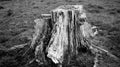 Rotting pine tree stump on Waikato farm in New Zealand
