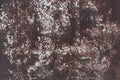 Very old rusted sheet iron. Textured metal surface. Remains old paint, rusty metallic rough material Royalty Free Stock Photo