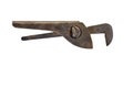 Very old, rusty adjustable wrench on a white background Royalty Free Stock Photo