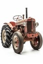 Very old rusty red tractor isolated on white background Royalty Free Stock Photo