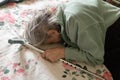 Very old tired woman Royalty Free Stock Photo