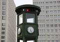 Old traffic light in the large East Berlin square called Potsdam Royalty Free Stock Photo