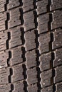 Very old used black tyre macro photo