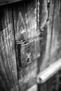 Very Old Wooden Door Handle,In black and White, Royalty Free Stock Photo