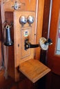 Very old wooden telephone Royalty Free Stock Photo