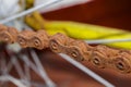 A very oxidized chain of an old bicycle Royalty Free Stock Photo