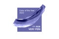 Very peri color of the year 2022. Trendy concept. Abstract Violet acrylic brush stroke smear