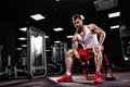 Very power athletic guy bodybuilder Royalty Free Stock Photo