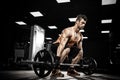 Very power athletic guy bodybuilder Royalty Free Stock Photo