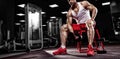 Very power athletic guy bodybuilder Royalty Free Stock Photo