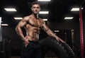 Very power athletic guy bodybuilder Royalty Free Stock Photo