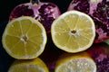 The very pretty colorful citrus fruits close up