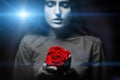 Very pretty woman with rose