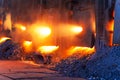 Very rare view of working open hearth furnace Royalty Free Stock Photo